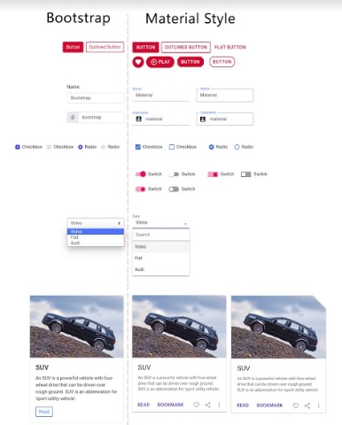 Material style vs Bootstrap